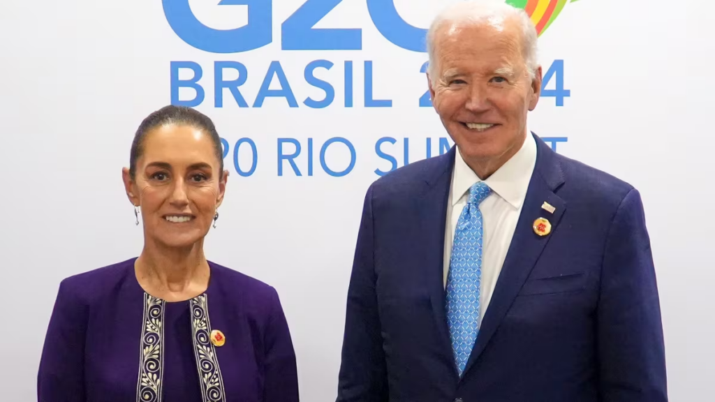 Sheinbaum y Joe Biden  en la cumbre del G20 en Brasil 