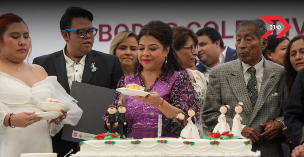 Clara Brugada celebra San Valentín con bodas colectivas en Los Pinos