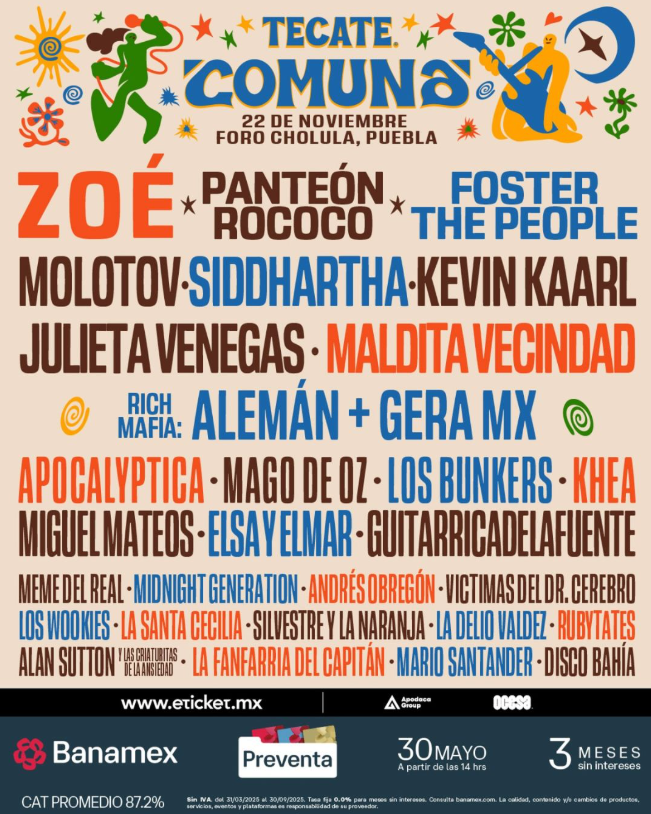Tecate Comuna 2025: Fechas, horarios, boletos y su cartel oficial de artistas