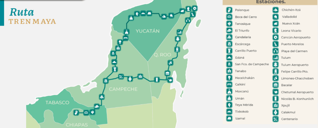 Rutas y estaciones del Tren Maya