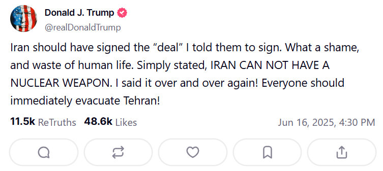 Trump advierte a Iran