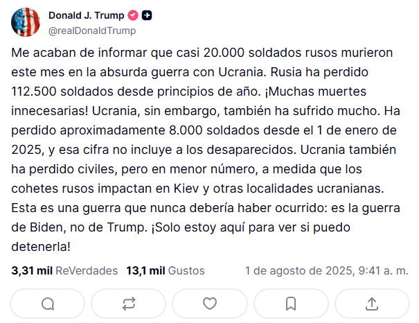 Trump despliega submarinos nucleares a Rusia tras declaraciones de Dmitri Medvédev