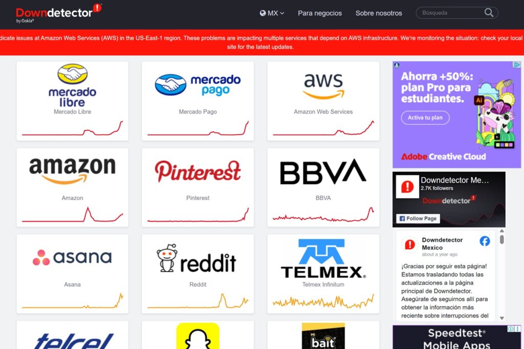 Caída de AWS: ¿cuáles fueron los sitios que interrumpieron sus servicios?
