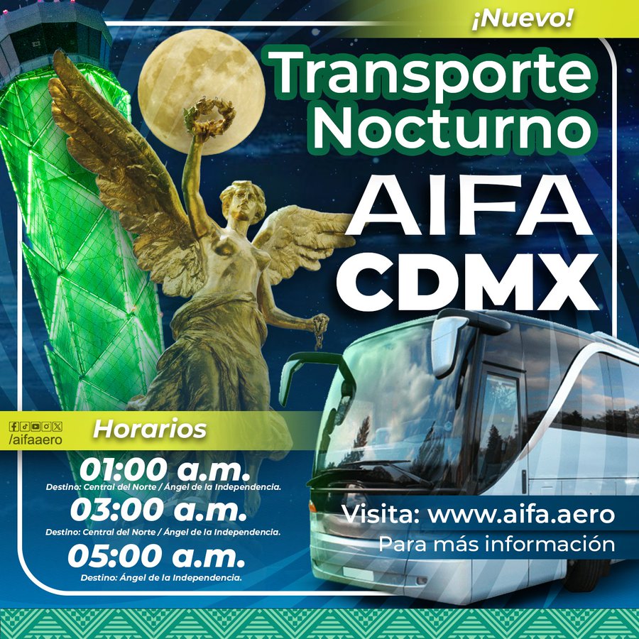 Horarios nocturnos del AIFA a CDMX: ¿Cuándo, de dónde y qué camiones?