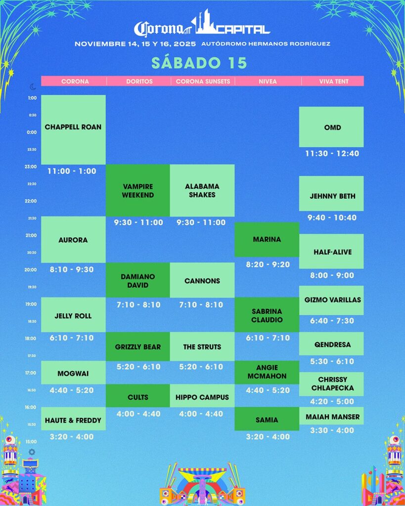 Horarios por día del Corona Capital 2025: ¿En qué escenarios estarán tus artistas?