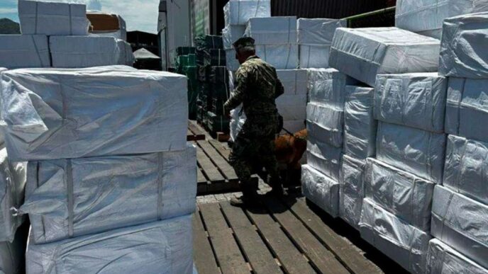 Contenedores decomisados con cigarros pirata Pall Mall en puerto de Manzanillo Colima