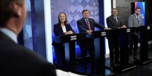 Debate televisivo de candidatos demócratas al Senado de Estados Unidos por Maine en Portland