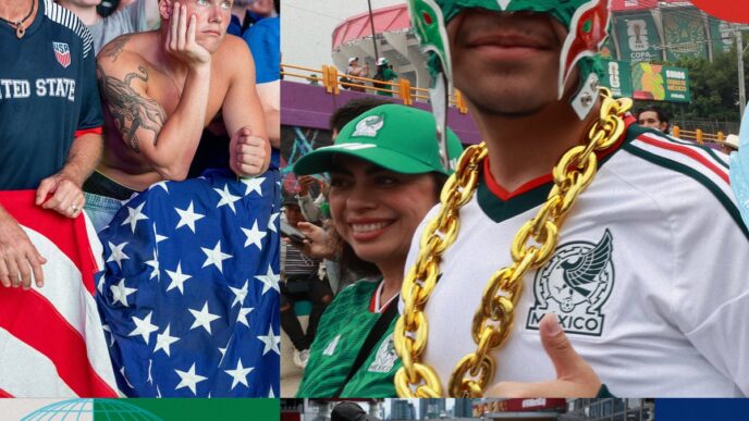Aficionados celebrando durante la Copa del Mundo 2026 en una de las sedes trinacionales de Estados Unidos, México y Canadá