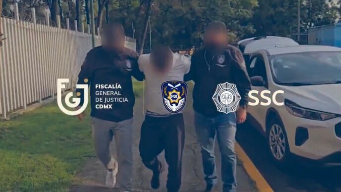 Elementos de la Fiscalía General de Justicia de la Ciudad de México durante operativo de detención