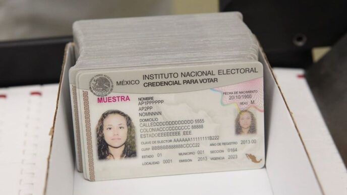 Credencial para Votar del INE con elementos de seguridad holográficos y códigos QR