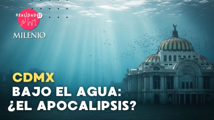 Vista aérea de inundaciones en calles de la Ciudad de México durante temporada de lluvias