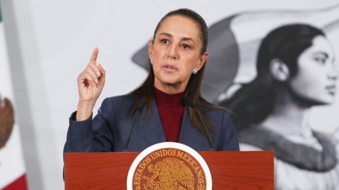 Presidenta Claudia Sheinbaum durante conferencia matutina del 23 de julio de 2026 donde abordó el tema de los narcocorridos