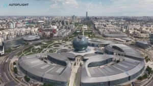Taxi aéreo eVTOL de AutoFlight en demostración en Astana, Kazajistán, durante los Games of the Future 2026