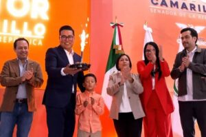 Jorge Álvarez Máynez, coordinador nacional de Movimiento Ciudadano, durante evento político en Puebla