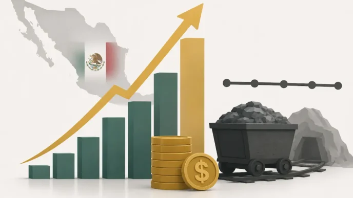 Gráfico representativo del sector minero mexicano mostrando producción de metales preciosos y valor de exportación
